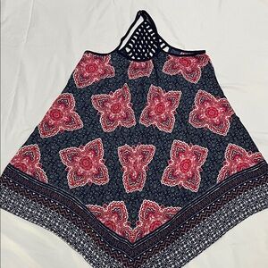 Halter Dress with Red Floral Pattern